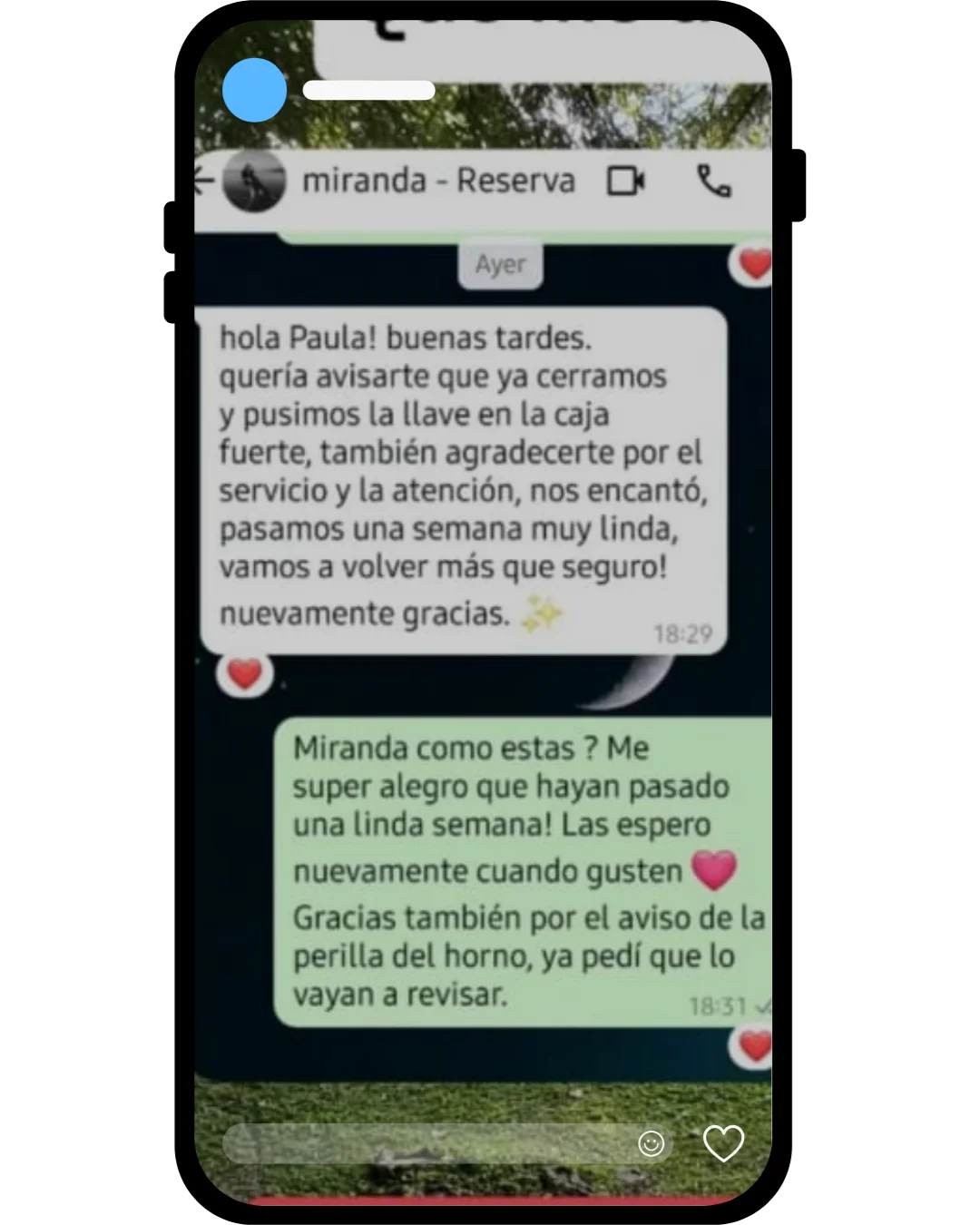 Mensaje de Miranda tras su estadía